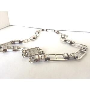 Womens Fossil Boho Belt Sm 33" Silver Leather & Metal